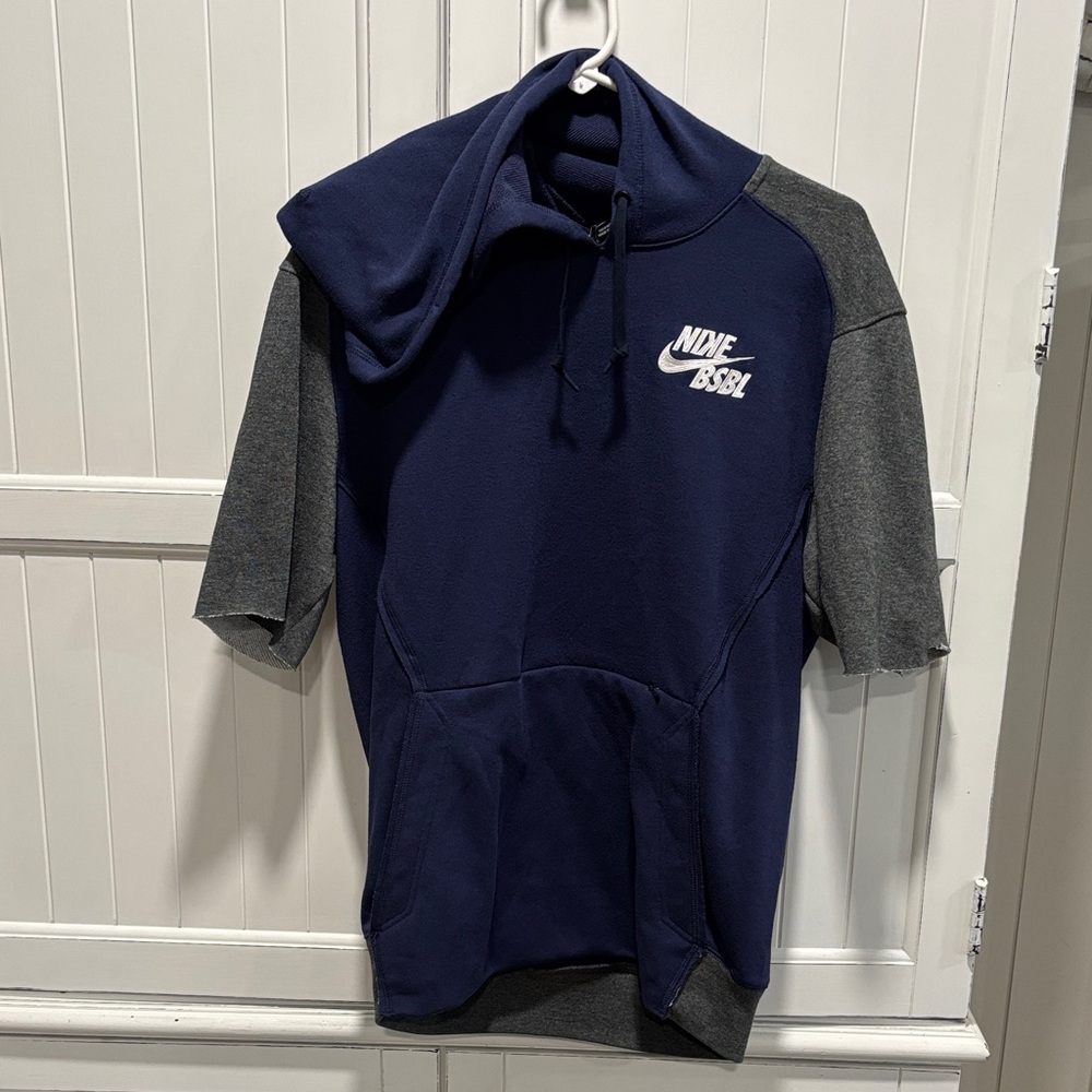 Nike Baseball Navy and Charcoal Short Sleeve Hoodie